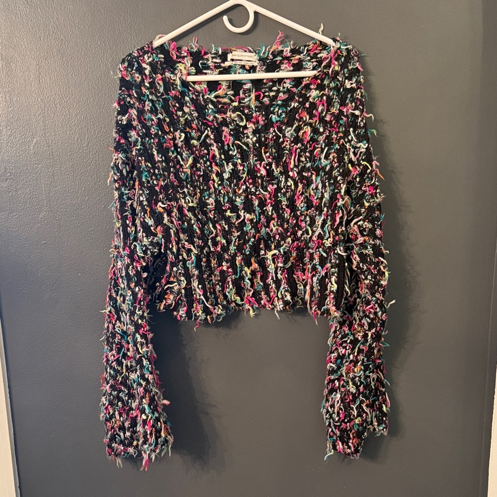 Urban Outfitters Black Multicolor Textured Crop Top